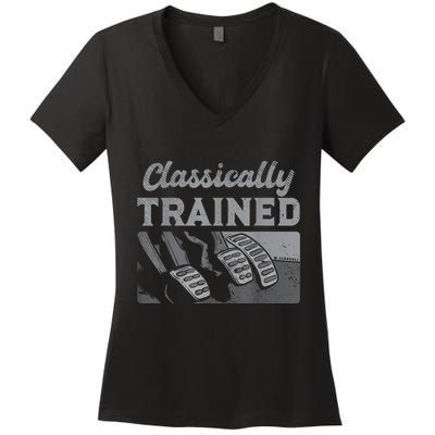 Racing Three Pedals Classically Trained Manual Transmission Women's V-Neck T-Shirt