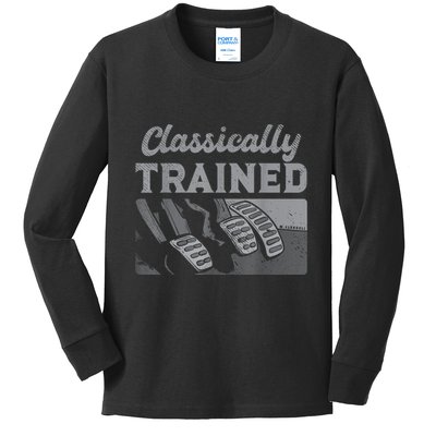 Racing Three Pedals Classically Trained Manual Transmission Kids Long Sleeve Shirt