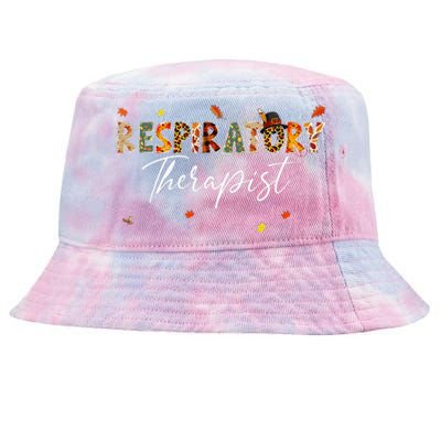 Respiratory Therapist Pumpkin Autumn Tree Fall Leaves Tie-Dyed Bucket Hat