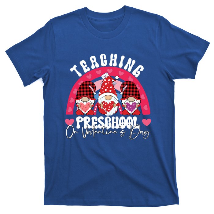 Rainbow Teaching Preschool On Valentine's Day Teacher Gift T-Shirt