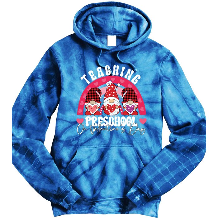 Rainbow Teaching Preschool On Valentine's Day Teacher Gift Tie Dye Hoodie