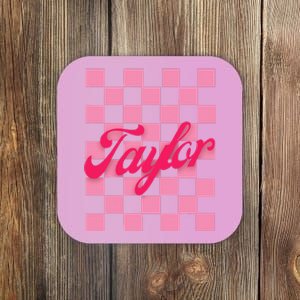 Retro Taylor Personalized Groovy Birthday Girl Design Coaster