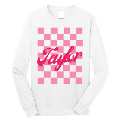 Retro Taylor Personalized Groovy Birthday Girl Design Long Sleeve Shirt