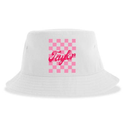 Retro Taylor Personalized Groovy Birthday Girl Design Sustainable Bucket Hat