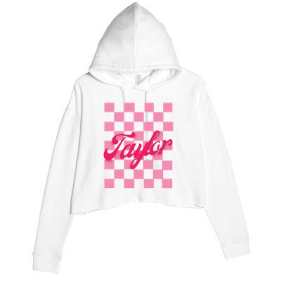 Retro Taylor Personalized Groovy Birthday Girl Design Crop Fleece Hoodie