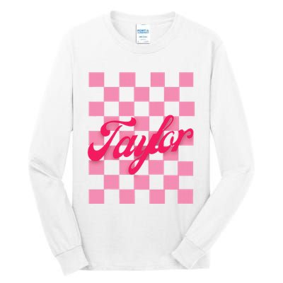 Retro Taylor Personalized Groovy Birthday Girl Design Tall Long Sleeve T-Shirt