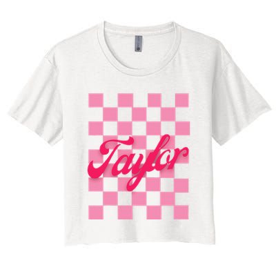 Retro Taylor Personalized Groovy Birthday Girl Design Crop Top