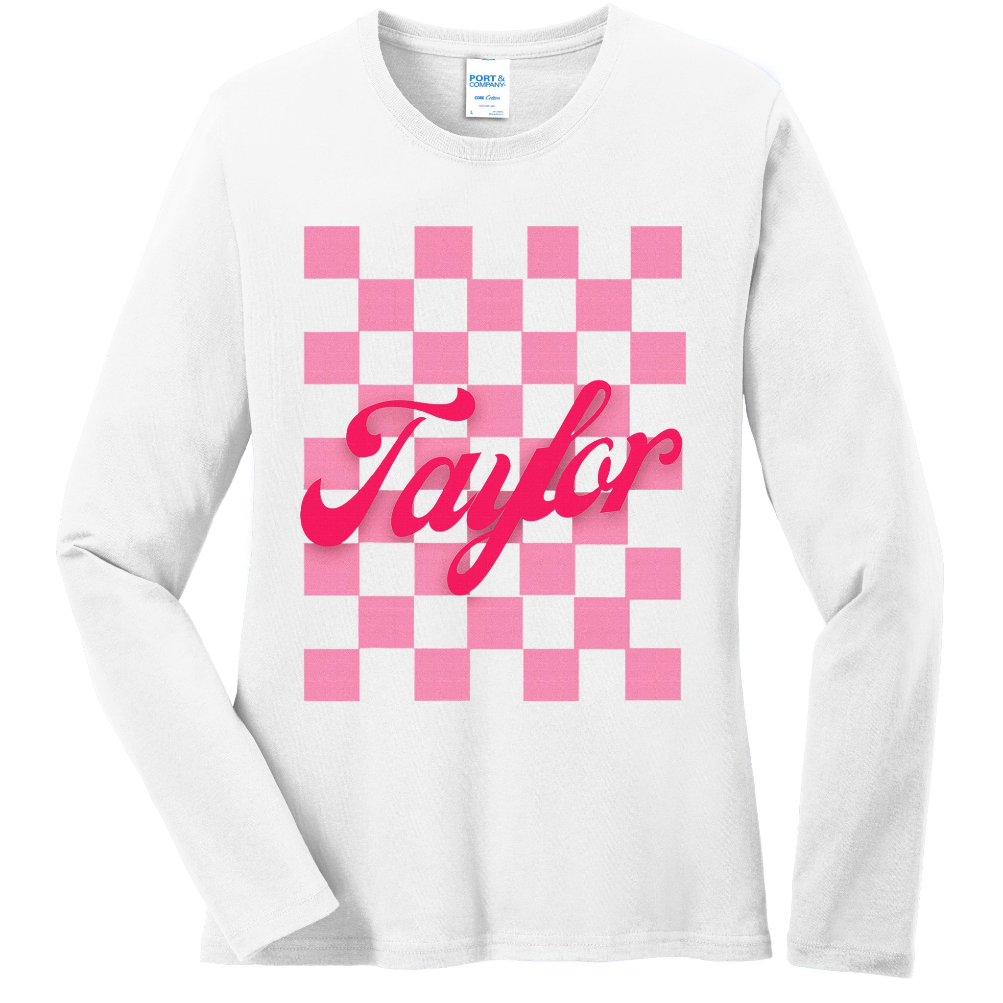 Retro Taylor Personalized Groovy Birthday Girl Design Ladies Long Sleeve Shirt
