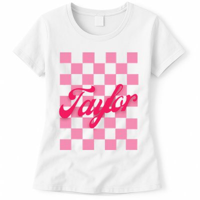 Retro Taylor Personalized Groovy Birthday Girl Design Womens T-Shirt