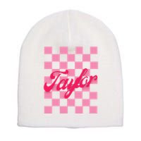 Retro Taylor Personalized Groovy Birthday Girl Design Short Acrylic Beanie
