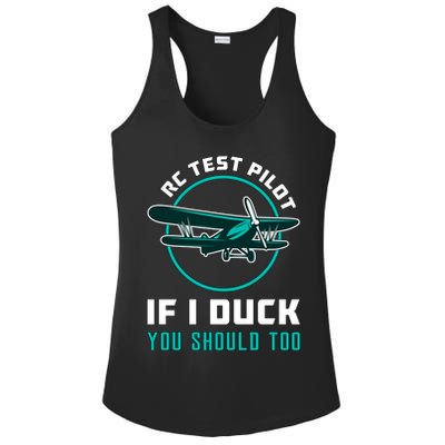 Rc Test Pilot If I Duck Model Airplane Vintage Rc Plane Gift Ladies PosiCharge Competitor Racerback Tank
