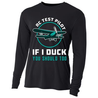 Rc Test Pilot If I Duck Model Airplane Vintage Rc Plane Gift Cooling Performance Long Sleeve Crew