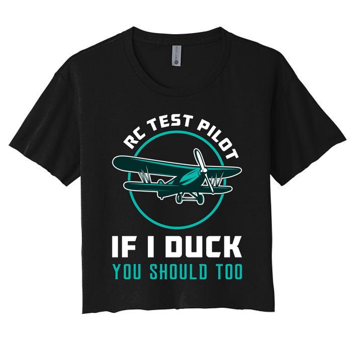 Rc Test Pilot If I Duck Model Airplane Vintage Rc Plane Gift Crop Top