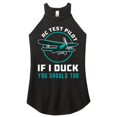 Rc Test Pilot If I Duck Model Airplane Vintage Rc Plane Gift Women's Perfect Tri Rocker Tank