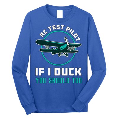 Rc Test Pilot If I Duck Model Airplane Vintage Rc Plane Gift Long Sleeve Shirt