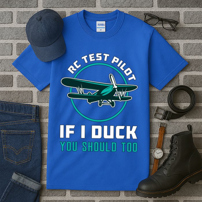 Rc Test Pilot If I Duck Model Airplane Vintage Rc Plane Gift Tall T-Shirt