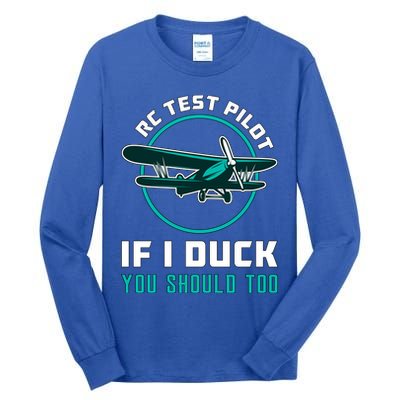 Rc Test Pilot If I Duck Model Airplane Vintage Rc Plane Gift Tall Long Sleeve T-Shirt