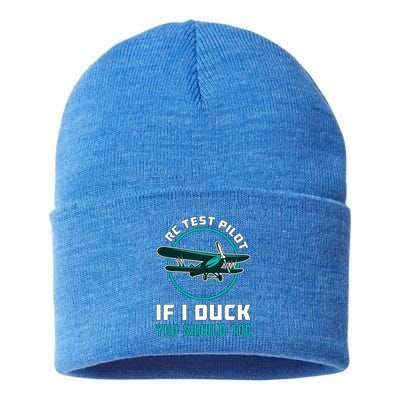 Rc Test Pilot If I Duck Model Airplane Vintage Rc Plane Gift Sustainable Knit Beanie
