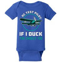 Rc Test Pilot If I Duck Model Airplane Vintage Rc Plane Gift Baby Bodysuit