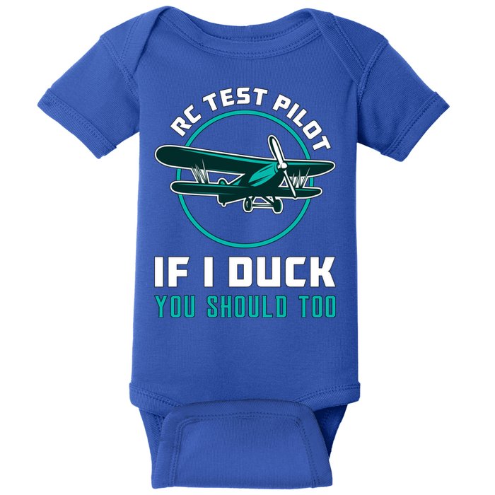 Rc Test Pilot If I Duck Model Airplane Vintage Rc Plane Gift Baby Bodysuit