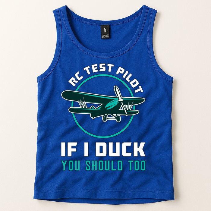 Rc Test Pilot If I Duck Model Airplane Vintage Rc Plane Gift Tank Top