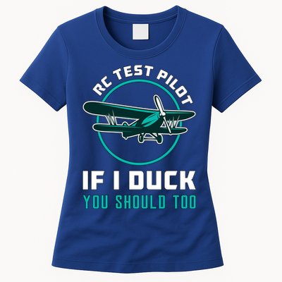 Rc Test Pilot If I Duck Model Airplane Vintage Rc Plane Gift Womens T-Shirt
