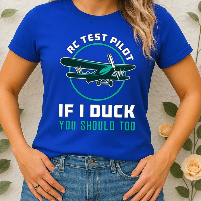 Rc Test Pilot If I Duck Model Airplane Vintage Rc Plane Gift Womens T-Shirt