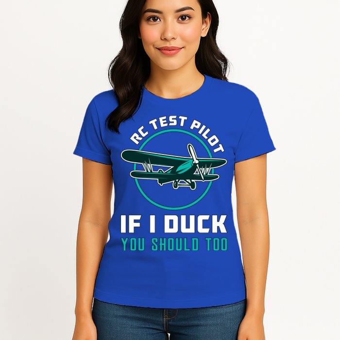 Rc Test Pilot If I Duck Model Airplane Vintage Rc Plane Gift Womens T-Shirt
