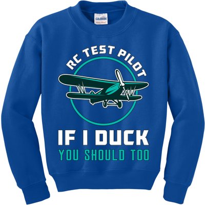 Rc Test Pilot If I Duck Model Airplane Vintage Rc Plane Gift Kids Sweatshirt