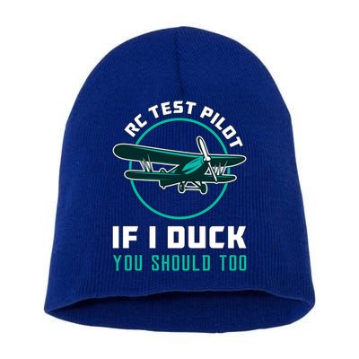 Rc Test Pilot If I Duck Model Airplane Vintage Rc Plane Gift Short Acrylic Beanie