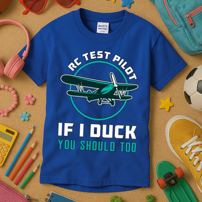 Rc Test Pilot If I Duck Model Airplane Vintage Rc Plane Gift Kids T-Shirt