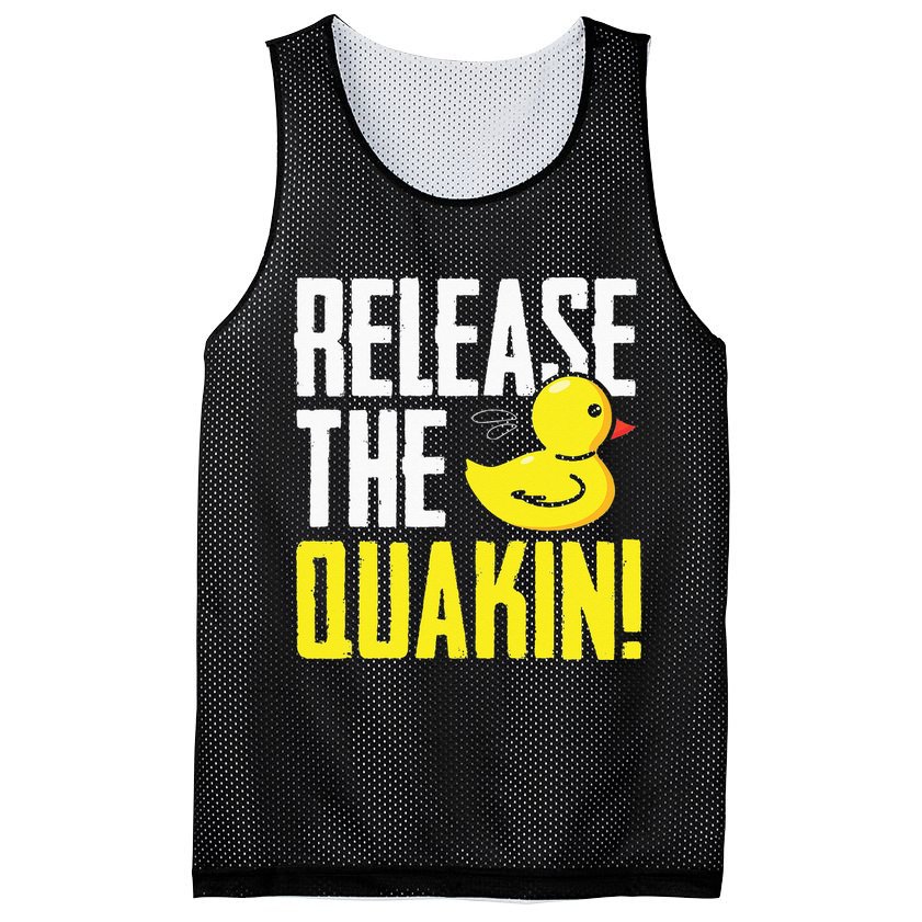 Release The Quackin! Graphic Rubber Duck Funny Mesh Reversible Basketball Jersey Tank