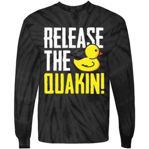 Release The Quackin! Graphic Rubber Duck Funny Tie-Dye Long Sleeve Shirt