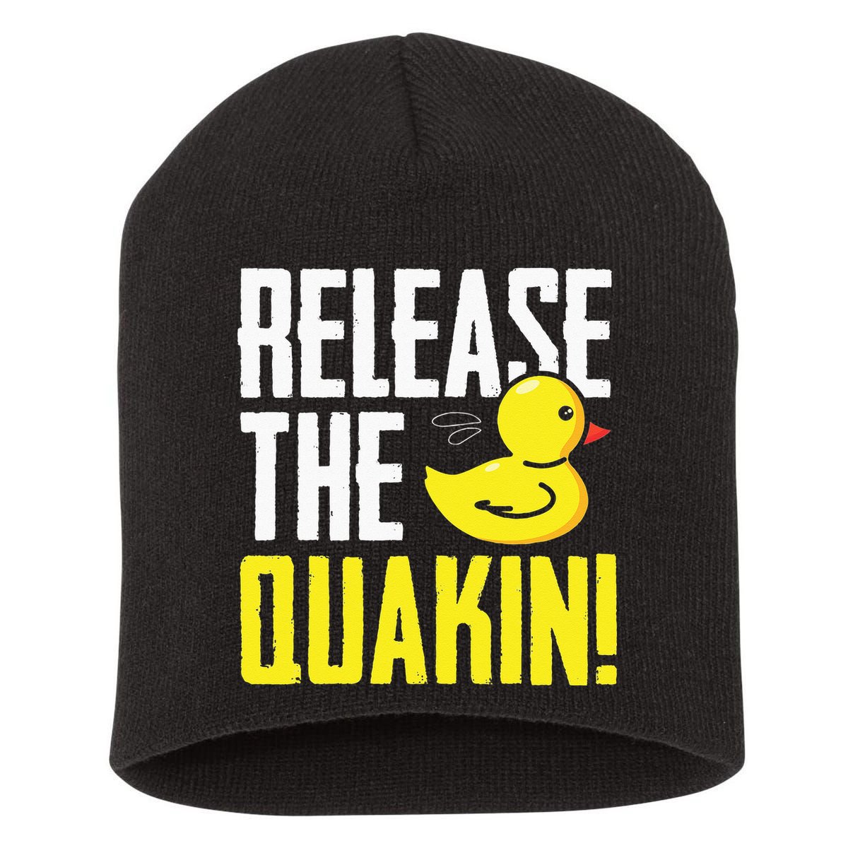 Release The Quackin! Graphic Rubber Duck Funny Short Acrylic Beanie