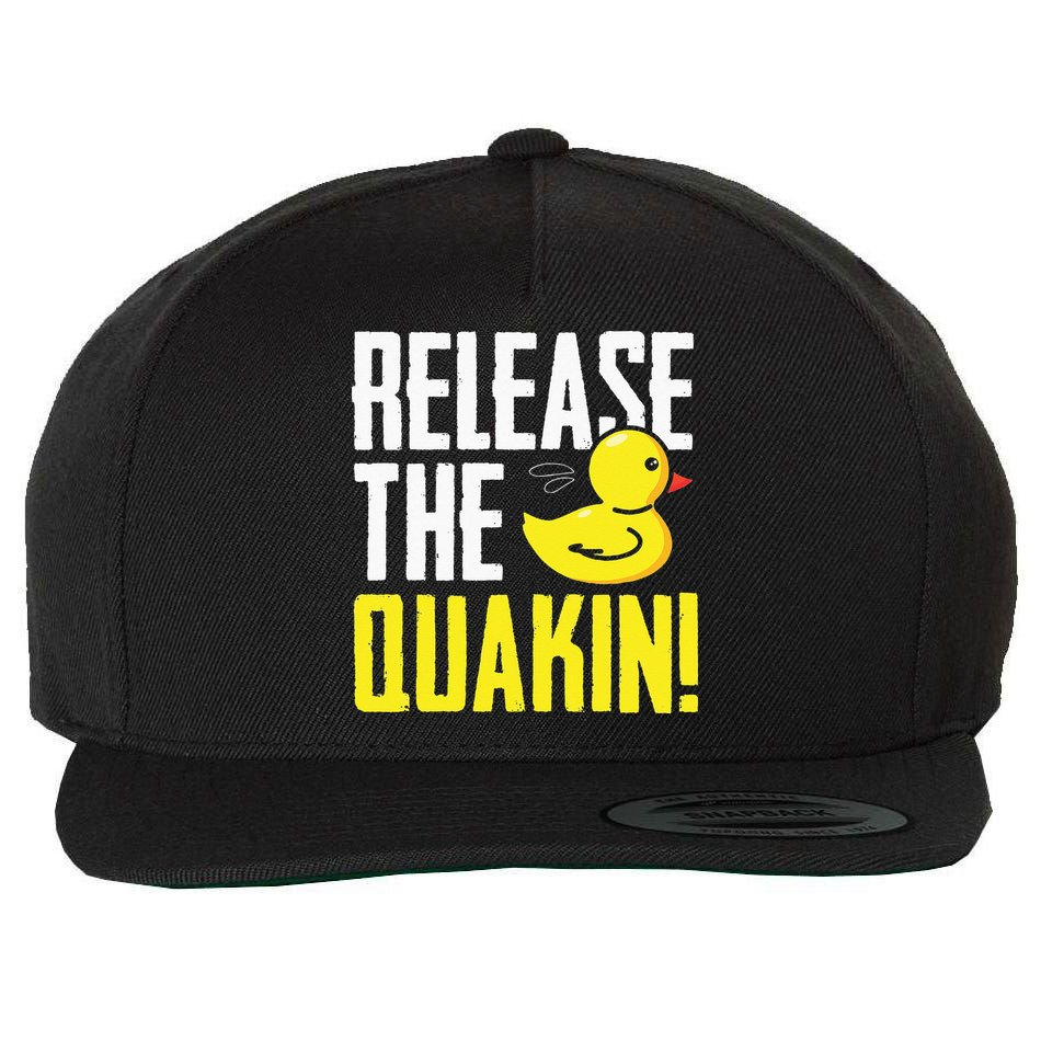 Release The Quackin! Graphic Rubber Duck Funny Wool Snapback Cap