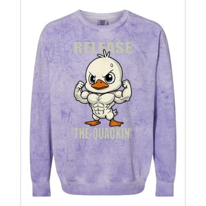 Release The Quackin Duck Gym Weightlifting Bodybuilder Colorblast Crewneck Sweatshirt