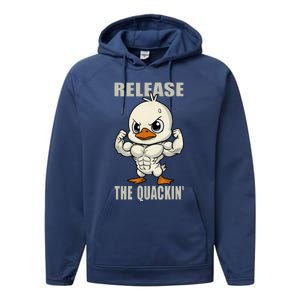 Release The Quackin Duck Gym Weightlifting Bodybuilder Performance Fleece Hoodie