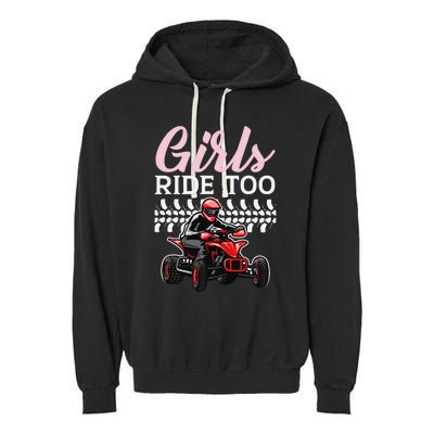 Ride Too Quad Princess Quad Bike Offroading ATV Garment-Dyed Fleece Hoodie