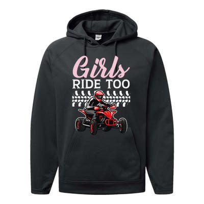 Ride Too Quad Princess Quad Bike Offroading ATV Performance Fleece Hoodie