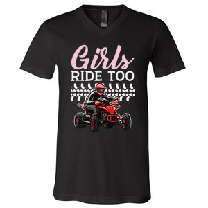 Ride Too Quad Princess Quad Bike Offroading ATV V-Neck T-Shirt