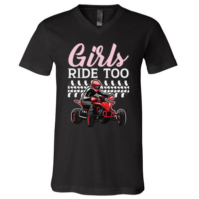 Ride Too Quad Princess Quad Bike Offroading ATV V-Neck T-Shirt