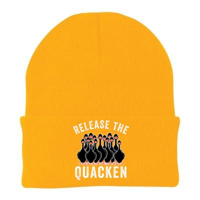 Release The Quacken, Duck Lover, Farmer, Funny Animal Lover Knit Cap Winter Beanie