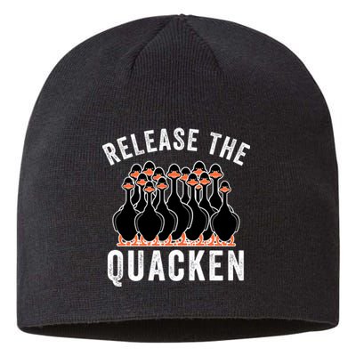 Release The Quacken, Duck Lover, Farmer, Funny Animal Lover Sustainable Beanie