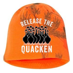 Release The Quacken, Duck Lover, Farmer, Funny Animal Lover Kati - Camo Knit Beanie