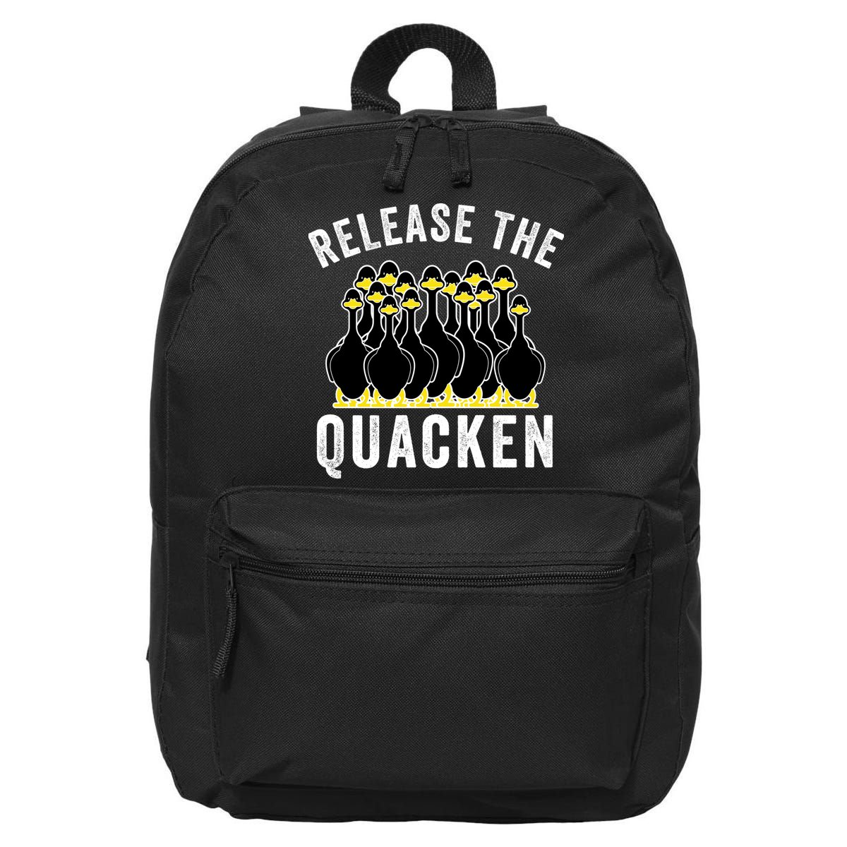 Release The Quacken, Farmer, Duck Lover, Funny Animal Lover 16 in Basic Backpack