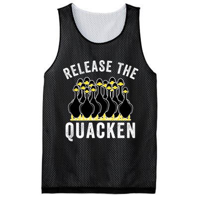 Release The Quacken, Farmer, Duck Lover, Funny Animal Lover Mesh Reversible Basketball Jersey Tank
