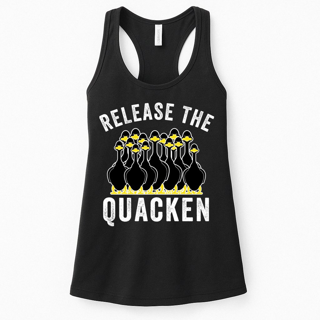 Release The Quacken, Farmer, Duck Lover, Funny Animal Lover Womens Tank Top