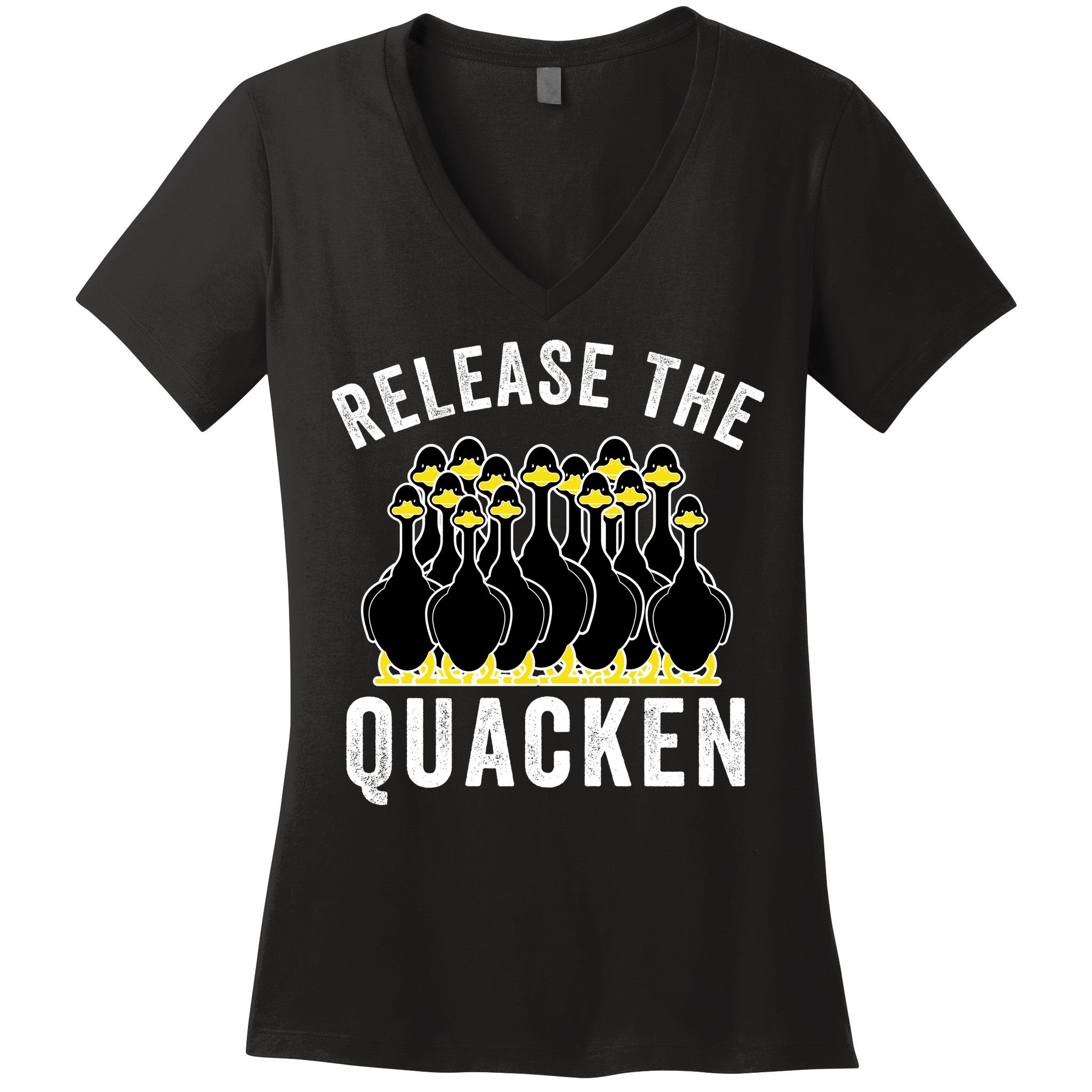 Release The Quacken, Farmer, Duck Lover, Funny Animal Lover Women's V-Neck T-Shirt