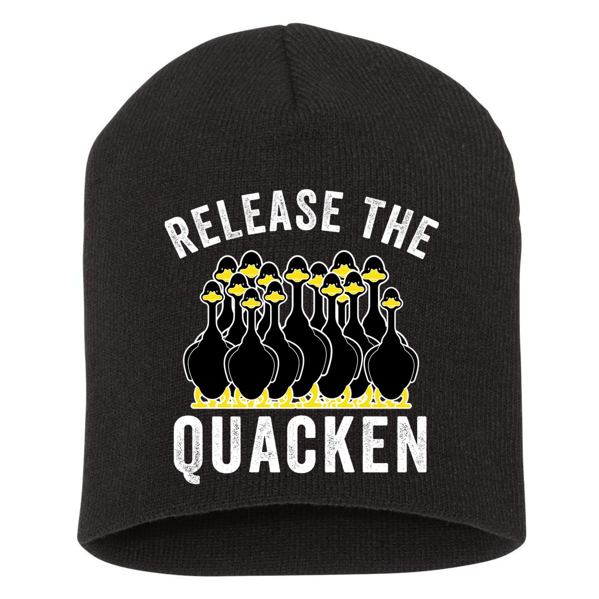 Release The Quacken, Farmer, Duck Lover, Funny Animal Lover Short Acrylic Beanie
