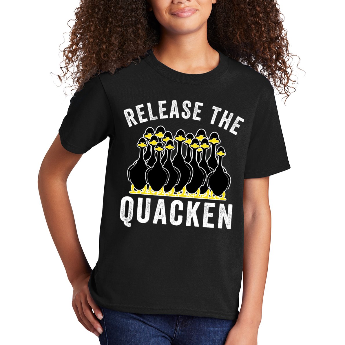 Release The Quacken, Farmer, Duck Lover, Funny Animal Lover Kids T-Shirt